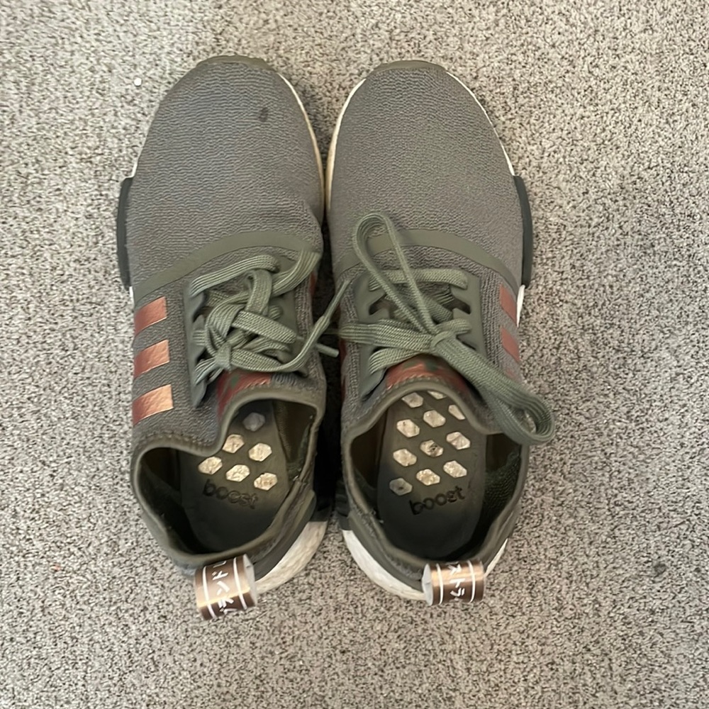 Size 8 Olive Green & Rose Gold Adidas Originals - Worn